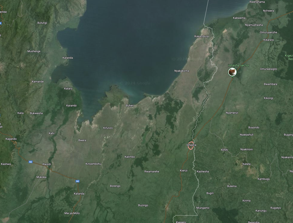 Carte de Google Maps d'ishasha en rdc-Frontier rdc-uganda